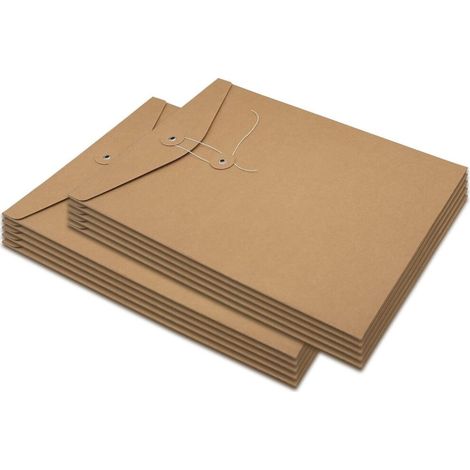 Bolsas para documentos de proyecto, con cierre de cordón, apertura lateral, etiqueta reforzada y fabricadas en papel kraft resistente (10 bolsas por paquete).