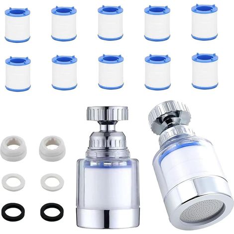 Filtre à eau pour 2 robinets avec 10 filtres en coton remplaçables (1/4)