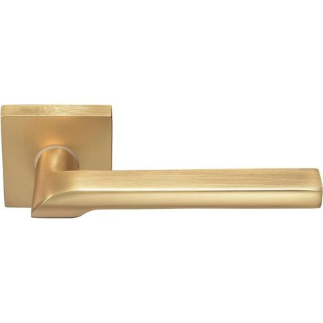 Atlas Türgriff – Gebürstetes Aluminium in Goldoptik – Hochwertig – Für Innentüren – Französische Marke – Quadratische Abdeckplatte + Schlüssellochrosette – 7/8 mm Vierkant (1/4)