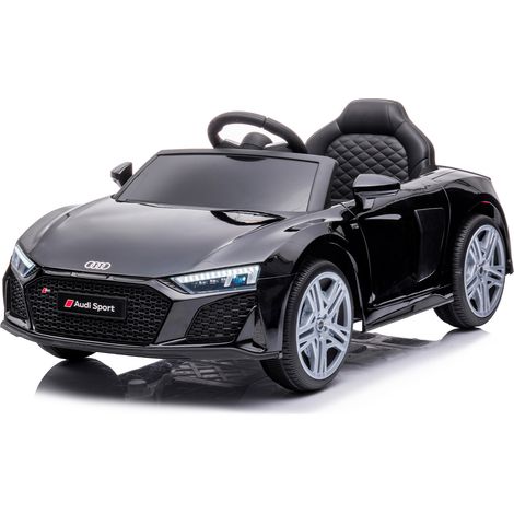 Auto Elettrica Bambini Audi R8 Sport 12V con Licenza Ufficiale Telecomando 2.4GHz Doppio Motore 30W Sedile in Eco Pelle Luci LED MP3 USB Bluetooth Porte Apribili 3–5 km/h Nero