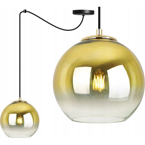Hängelampe, Deckenleuchter, goldener Lampenschirm, 20 cm