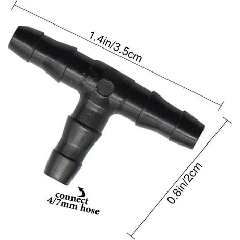 100 Pcs Tee Raccord de Tuyau 4/7mm- T Raccord Connecteur PVC d'arrosage Buse d'atomisation Goutte à Goutte Micro Spray Irrigation Joint pour Tuyau Systèmes Automatique Outil (1/3)