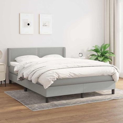 Cama box spring con colchón tela gris claro 140x200 cm (1/5)