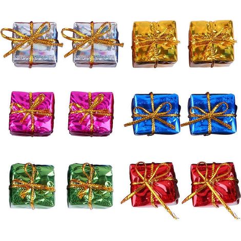 Ensemble de 24 petites boîtes cadeaux décoratives à suspendre en forme de sapin de Noël (couleur aléatoire)-2.80X2.80X2.80CM (1/2)
