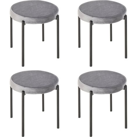 Set 4 sgabelli da cucina impilabili imbottiti effetto velluto grigio scuro 41,5x41,5x46 cm (1/4)