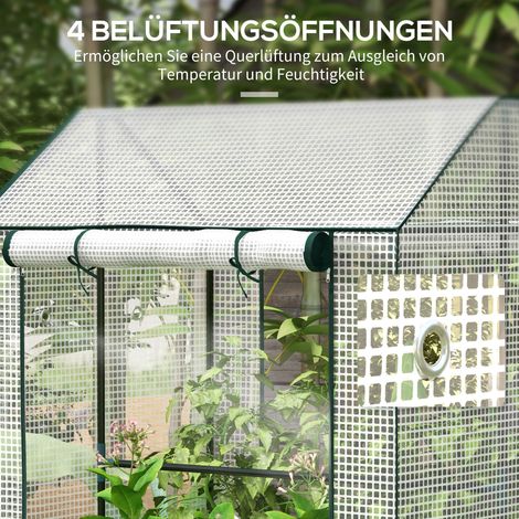 Serre tunnel à double porte, abri anti-vent pour tomates, blanc, 100x80x150 cm, parfait pour potager et balcon (1/5)
