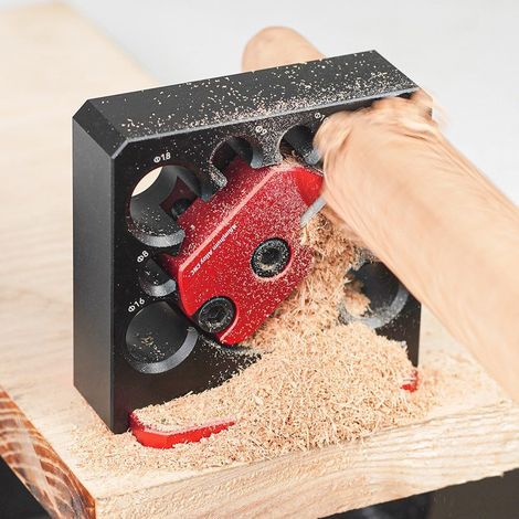 Punta da trapano e fresa ausiliaria regolabile per barre tonde, con inserti in metallo duro, adatta per trapani elettrici e frese per la lavorazione del legno su barre tonde. (1/5)