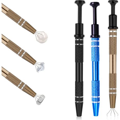 Tweezers - Four-Claw Bead Holder - Stainless Steel Claws - Aluminum Handle - For Jewelry Repair And Small Parts Handling - 3 Pieces (1/5)