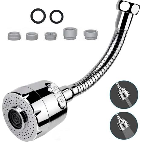 Rallonge Robinet avec 2 Modes 20cm,Flexible Embout Cuisine,Brise Jet Robinet Cuisine à 360° degrés,Aérateur Robinet Cuisine-DOU (1/4)