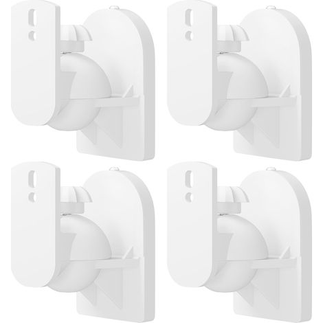 Lot de 4 Supports muraux pour haut-parleurs, pivotants et inclinables, charge max 3,5 kg, distance mur 64 mm, pour système HiFi et surround