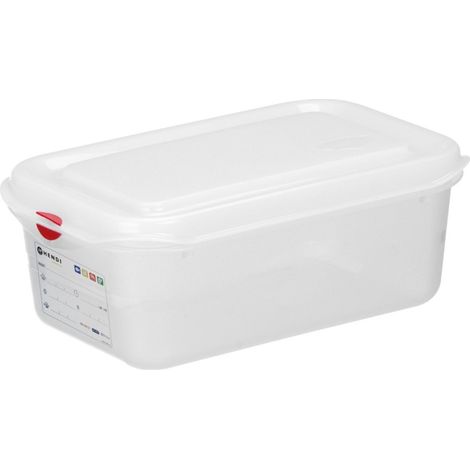 Contenitore per alimenti GN 1/4 con coperchio etichettabile, 1,8 l, 265x162x65 mm