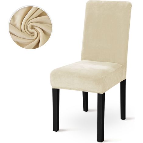 Universelle Stuhlbezüge aus dickem und weichem Velours, quadratisches elastisches Muster, schmutzabweisend, für Hotels, Restaurants und Speisesäle – beige Farbe, halbhohes Modell