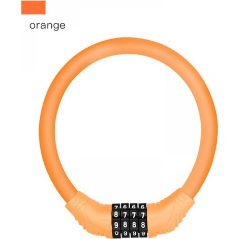 Orange Bicycle Lock Cable with Code Mini Portable Ring Cycling Equipment MUMU