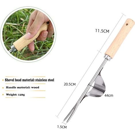 Ensemble de 2 désherbeurs manuels en acier inoxydable, fourche à gazon de qualité supérieure, outil de jardinage, désherbeur manuel, poignées pour arracher les pissenlits (1/5)