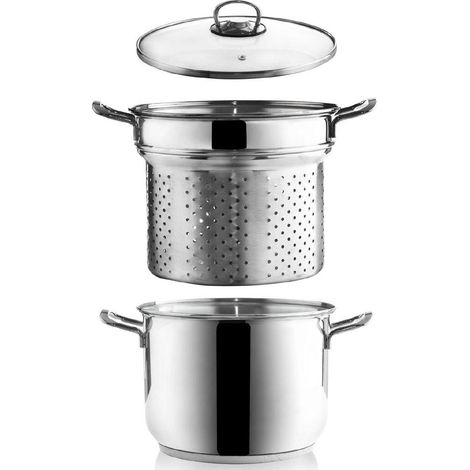 Olla de acero para pasta con tapa de vidrio ANETT 6 l 3 uds.
