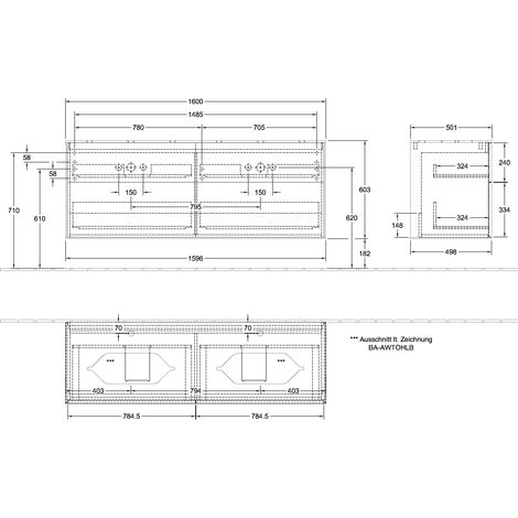 Villeroy &amp Boch Finion mueble bajo para lavabo, 4 extraíbles,