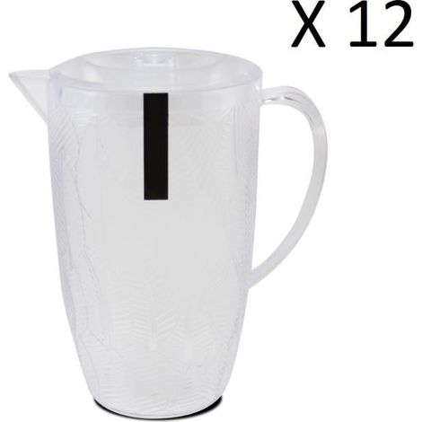Lot de 12 pichet à anse,broc, carafe avec couvercle et bec, capacité 2.5 L- Diamètre 20-14 x Hauteur 24.4 cm -JUANIO (1/3)