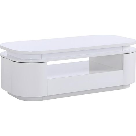 Tavolino 4 ante e 1 cassetto con LED MDF Bianco laccato - VANDANA (1/4)