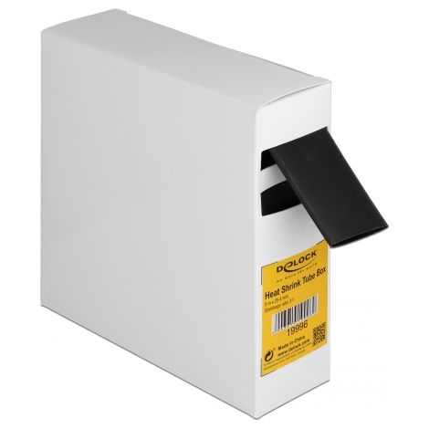 Delock Caja de tubos termorretrÃ¡ctiles, con adhesivo interior, relaciÃ³n de contracciÃ³n 3:1, 5 m x 25,4 mm negro