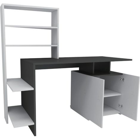Holzschreibtisch "Melis " - 146 x 60 x 128 cm - Weiß Anthrazit
