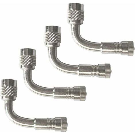 piezas de extensor de válvula de neumático de 90°, adaptador de codo para coche, camión, motocicleta y bicicleta – Plateado