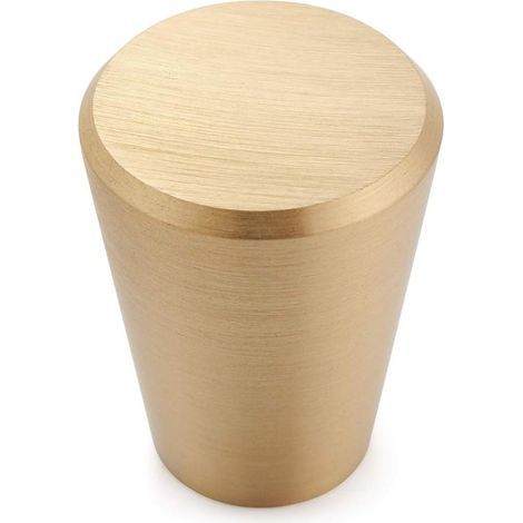 Lot de 10 boutons de porte en laiton massif pur pour meubles, armoires, tiroirs et placards, cône doré de 20 mm (1/4)