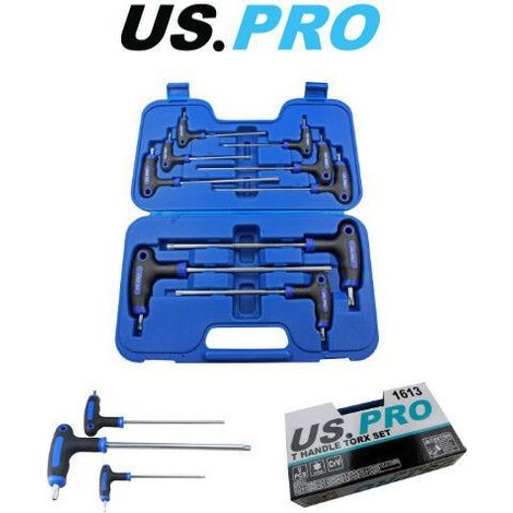 US PRO 9pc T10 - T50 T Handle Torx Star Key Set Torx Star Screwdriver 6 PT 1613 (1/4)