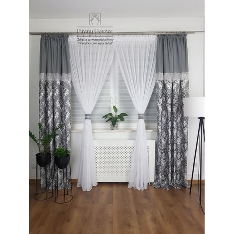 Set mit langem Vorhang und Gardinen – grau (1/5)