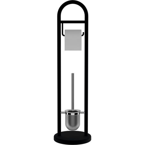 Porte-papier toilette et brosse WC JUNDAH, noir (1/2)