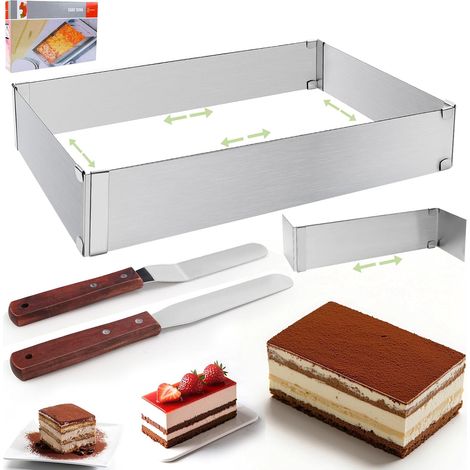 Adjustable Rectangular Patisserie Frame with 2 Spatula Rectangular Mould (1/5)
