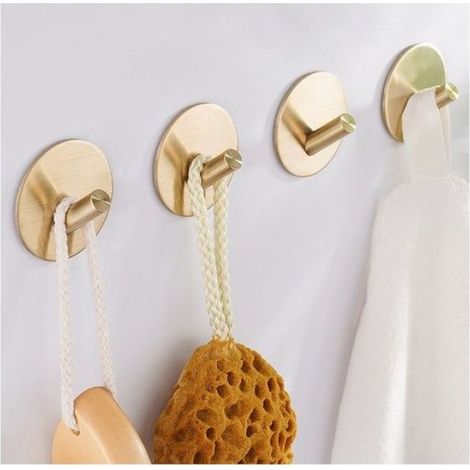 Crochets porte-serviettes autocollants dorés - Lot de 2 porte-serviettes (1/5)