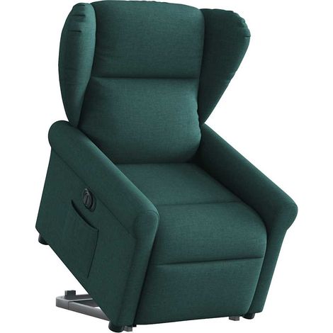 Poltrona Alzapersona Reclinabile Elettrica Verde Scuro Tessuto vidaXL (1/5)