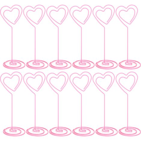 12 Pièces Porte-messages pour Bureau avec Base et Clips Cœurs Roses (1/5)