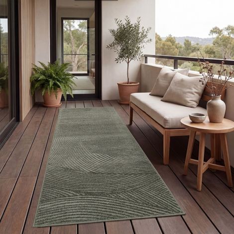Paco Home Tappeto Cucina Da Esterno Salotto Moderno Balcone Scandinavo Boho Monocolore 80x150 cm, Verde 2