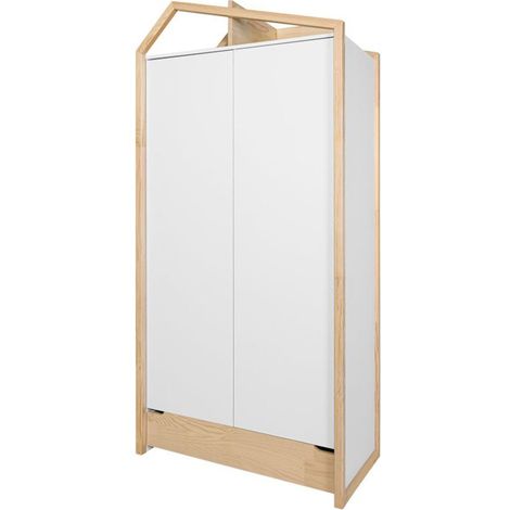Schrank Juliette mit 2 Türen, Weiß und Holzoptik, 210cm (1/5)