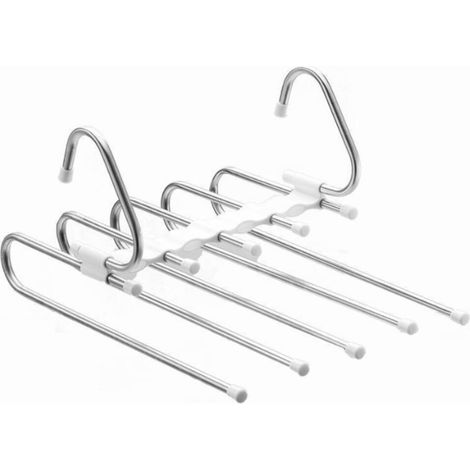 Lot de 2 cintres pour pantalons, organisateur de placard en métal gain de place, cintres antidérapants, rangement idéal pour pantalons, jeans, jupes, foulards et leggings.