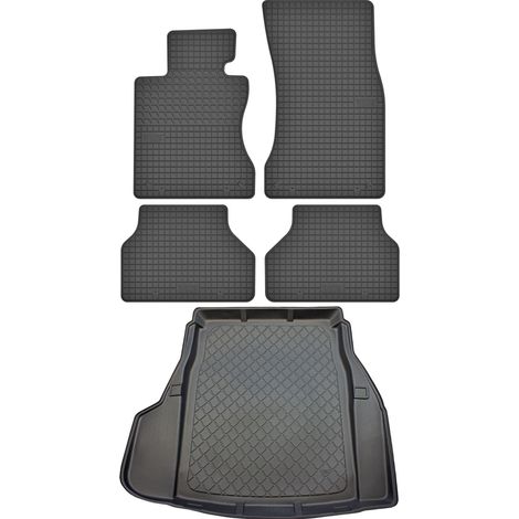 Juego de alfombrillas de goma para coche y alfombrilla para maletero para BMW Serie 5 E60 Sedán (de julio a febrero de 2010)