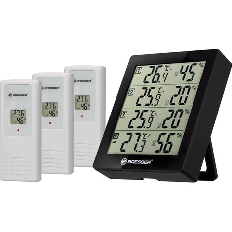 Thermo/hygromètre Quadro - Noir - 3 capteurs extérieurs (1/5)