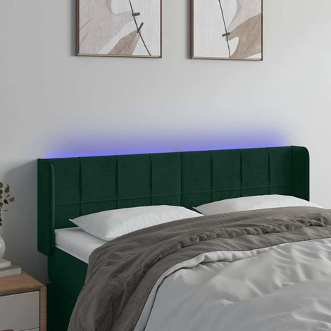 vidaXL Cabecero con LED de terciopelo verde oscuro 147x16x78/88 cm (1/5)