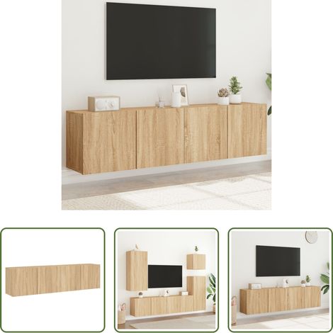 Wandmontage - TV-Wandschränke 2 Stk. Sonoma-Eiche 80x30x41 cm (1/5)