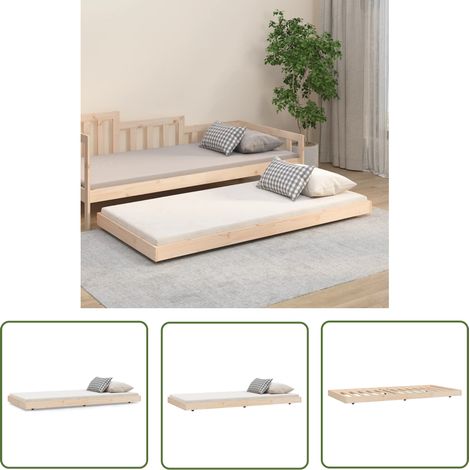 The Living Store Cadre de lit sans matelas 75x190 cm bois de pin massif - Cadre De Lit - Lit Simple - Bois De Pin - Meuble Chambre - Literie (1/5)