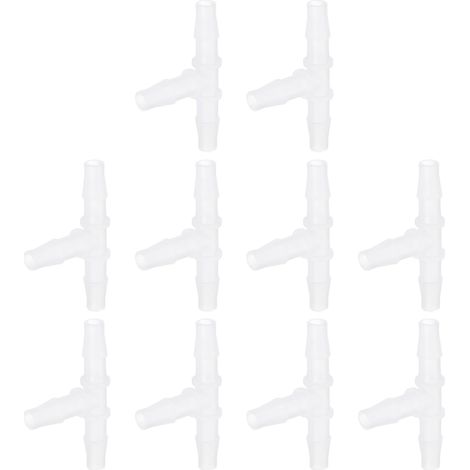 10Pcs Raccord en Plastique À Barbeaudage, 5/16" x 5/16" en T Tee Raccord À Barbeaudage pour Tuyau Soudeur Réparateur Joint Adaptateur pour De Tube De Liquide De d'eau, Transparent (1/5)