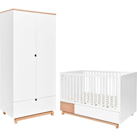 Evolutionsbett 70x140 und 2-türiger Kleiderschrank Bellamy Nomi Weiß und Holz (1/5)