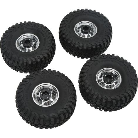 4 Pneus 1.9" Motif Gravier pour Véhicules RC 1/10 SCX10, Jantes 10 Trou Argenté (1/5)