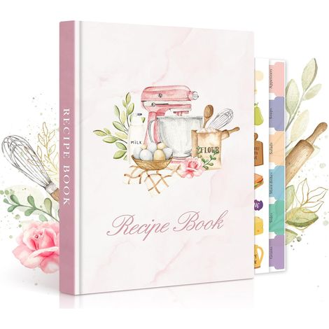 Journal de Recettes à Remplir, Livre Cahier de Recettes Cuisine et Blanc, Carnet Recette pour Enregistrer vos Propres Recettes, Livre Recette Vierge, Recipe Book Cookbook, Rose, Anglaise (1/5)