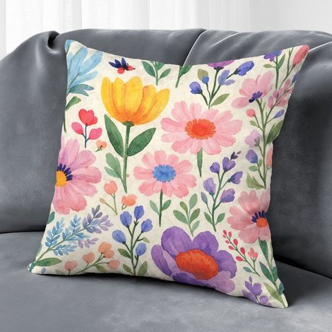 Housse de coussin fleurs colorées, décoration salon canapé,40×40cm
