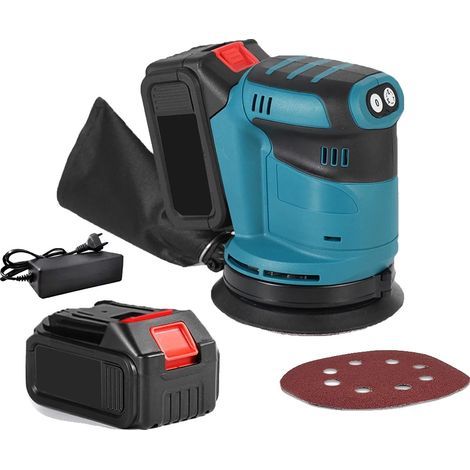 Ponceuse orbitale aléatoire, vitesse réglable, collecte efficace de la poussière, 1 Batterie (1/2)