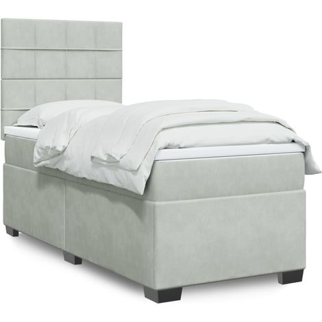 Boxspringbett mit Matratze Hellgrau 100x200 cm Samt