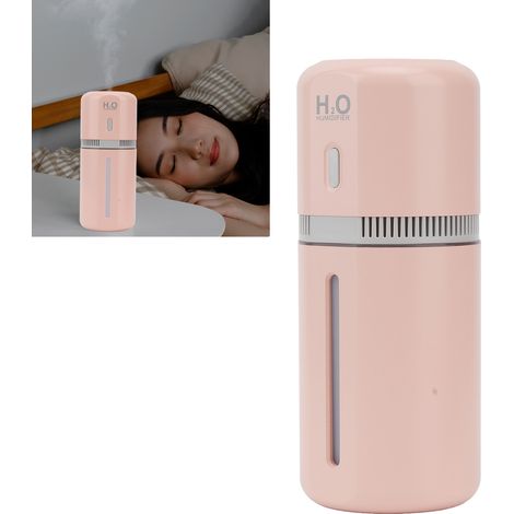 180-ml-Auto-Luftbefeuchter mit Zerstäuberfunktion, Mini-Luftbefeuchter für unterwegs mit integriertem Nachtlicht, USB-Anschluss, Rosa (1/5)