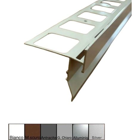 Gocciolatoio/Angolare/Giunzione TOP in Alluminio per Balconi e Terrazze - Barra da 2,7 metri : Colore - Grigio chiaro, Modello - GOCCIOLATOIO